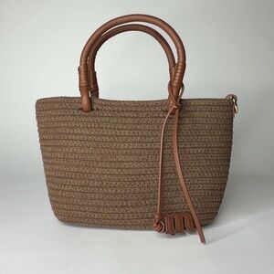 Elegant Brown Woven Tote Bag
